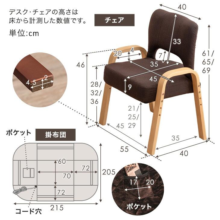 タンスのゲン こたつ パーソナルこたつ 3点セット 長方形 こたつセット