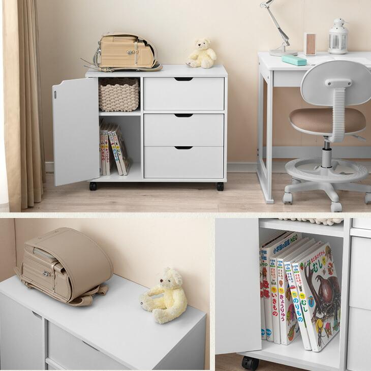 キャビネット幅80 北欧 サイドボード チェスト キャスター付きWHITE タンスのゲン キャビネット チェスト 収納棚 サイドチェスト サイド