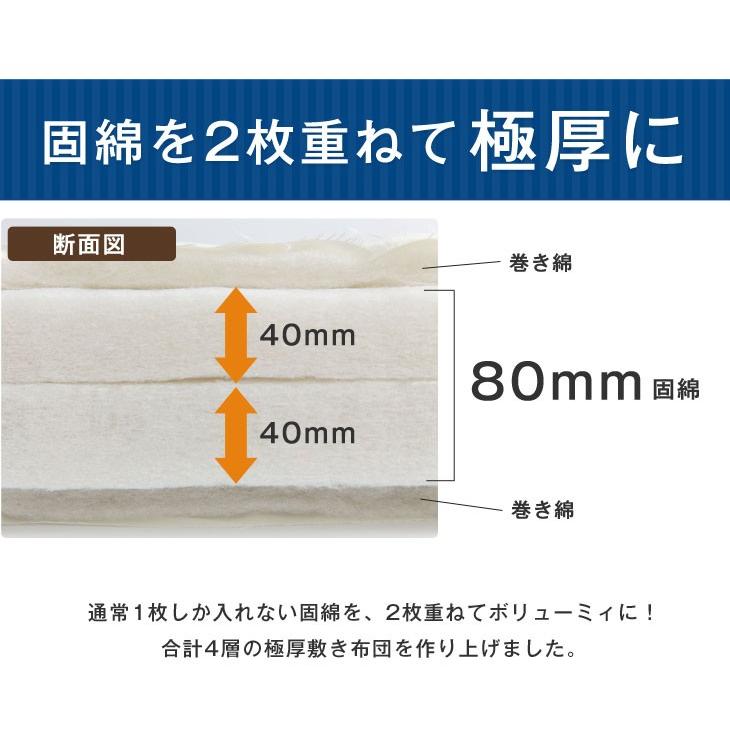日本全国 送料無料 敷布団 シングル 日本製敷き布団 極厚 四層