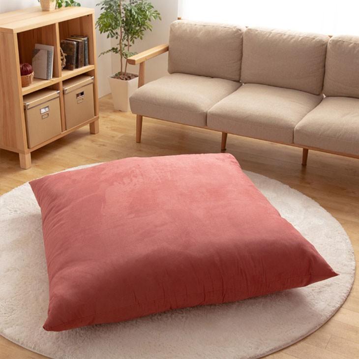 25日限定P14〜 2人で座れる 超特大クッション 正方形130cm 国産 日本製 座椅子 ジャンボ 特大 クッション 四角 四角形 スエード風 起毛 22200029aタンスのゲン