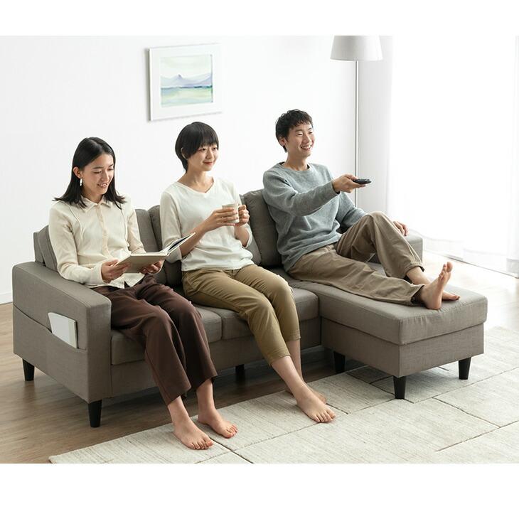 タンスのゲン ソファ 3人掛け カウチソファ おしゃれ ソファー カウチ