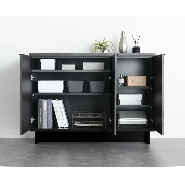 タンスのゲン 27日超お得 サイドボード 収納棚 幅80cm キャビネット 石