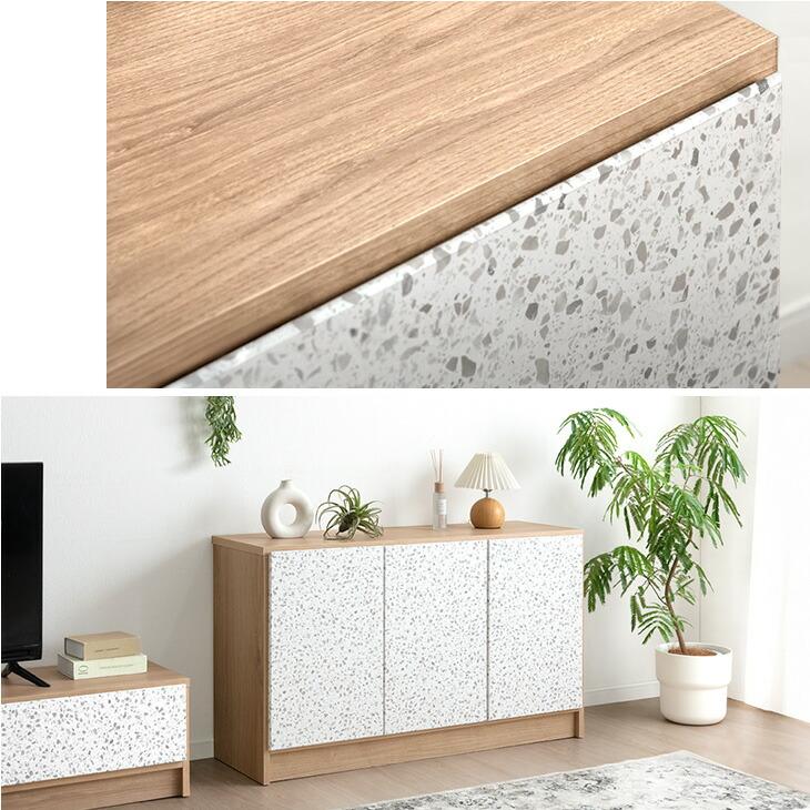 サイドボード 収納棚 おしゃれ キャビネット 木製 石目 北欧 おしゃれ サイドチェスト  チェスト 幅120cm リビング | タンスのゲン | 13