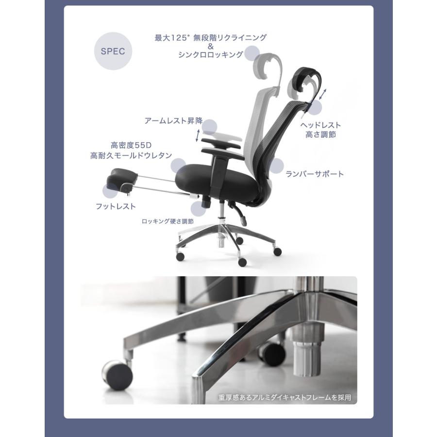 13日P15%〜 オフィスチェア メッシュ 肘付き リクライニング チェア 椅子 おしゃれ ハイバック キャスター付き ロッキング 回転 オフィスチェアー | タンスのゲン | 02