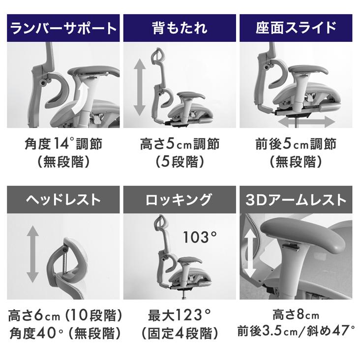 タンスのゲン オフィスチェア メッシュ オットマン 座面スライド