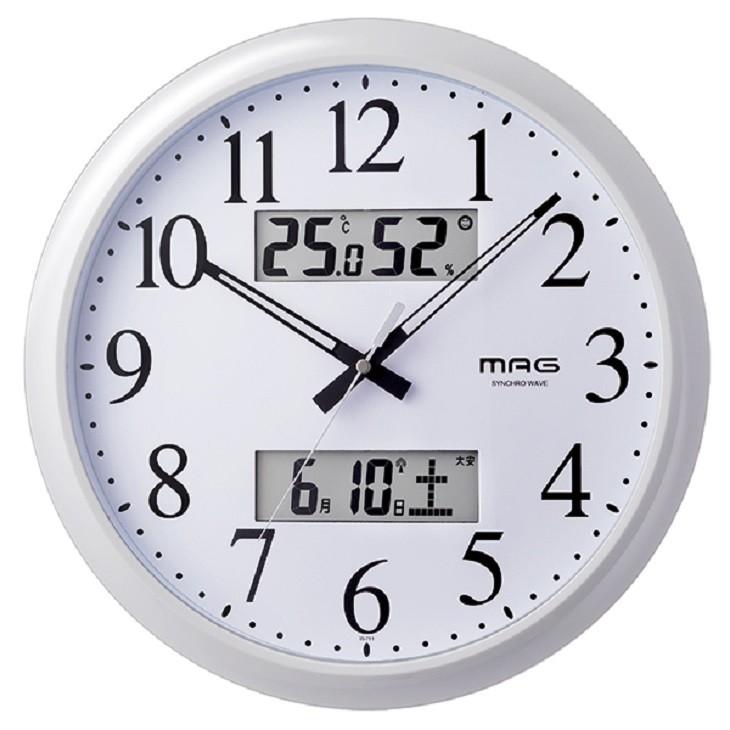 時計 掛け時計 電波時計 おしゃれ シンプル デザイン クロック 電波 温度表示 湿度表示 カレンダー表示 夜間秒針停止機能 掛時計 ステップ秒針 静か 丸型 丸時計 タンスのゲンpaypayモール店 通販 Paypayモール