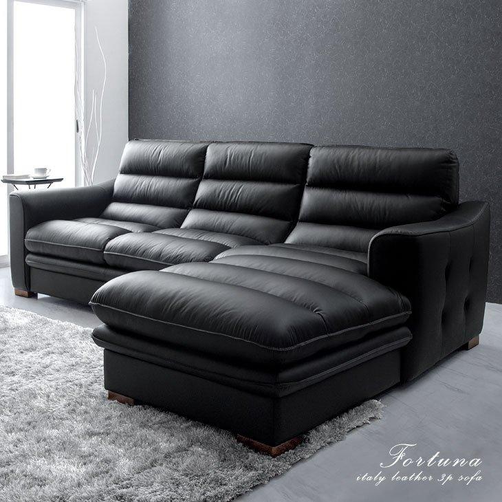 本革右コーナーソファ 25日まで ブラック レザークリーナー付き