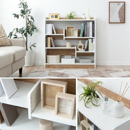 タンスのゲン 元日+5% 本棚 オープンラック 木製 スリム 3段 幅90 収納