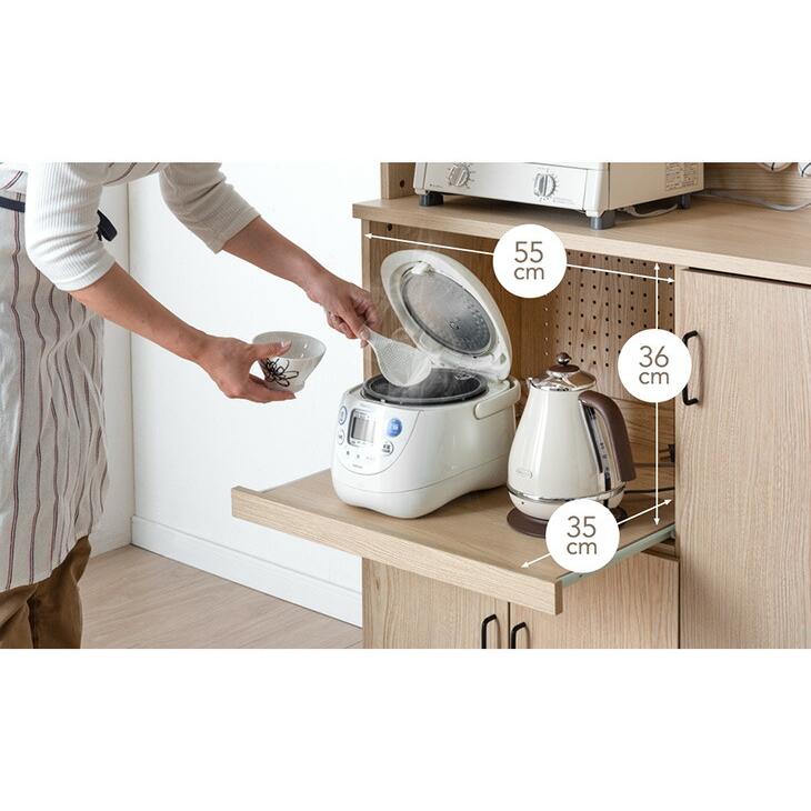 食器棚 おしゃれ 収納 北欧 キッチンボード カップボード 幅90 レンジ台 ハイタイプ 食器 | タンスのゲン | 11