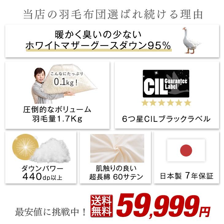 羽毛布団 ダブル 掛け布団 羽毛ふとん ホワイトグースダウン95％ 日本製 除菌 防臭 国産｜tansu｜02