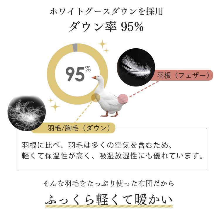 羽毛布団 ダブル ホワイトマザーグース 暖かい 日本製 95％ 抗菌 消臭 掛け布団 羽毛掛け布団 羽毛ふとん 国産 軽い 掛布団｜tansu｜06