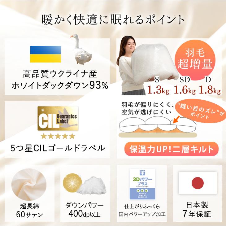 タンスのゲン 本日+5% 羽毛布団 セミダブル ロング 掛け布団 冬用 日本