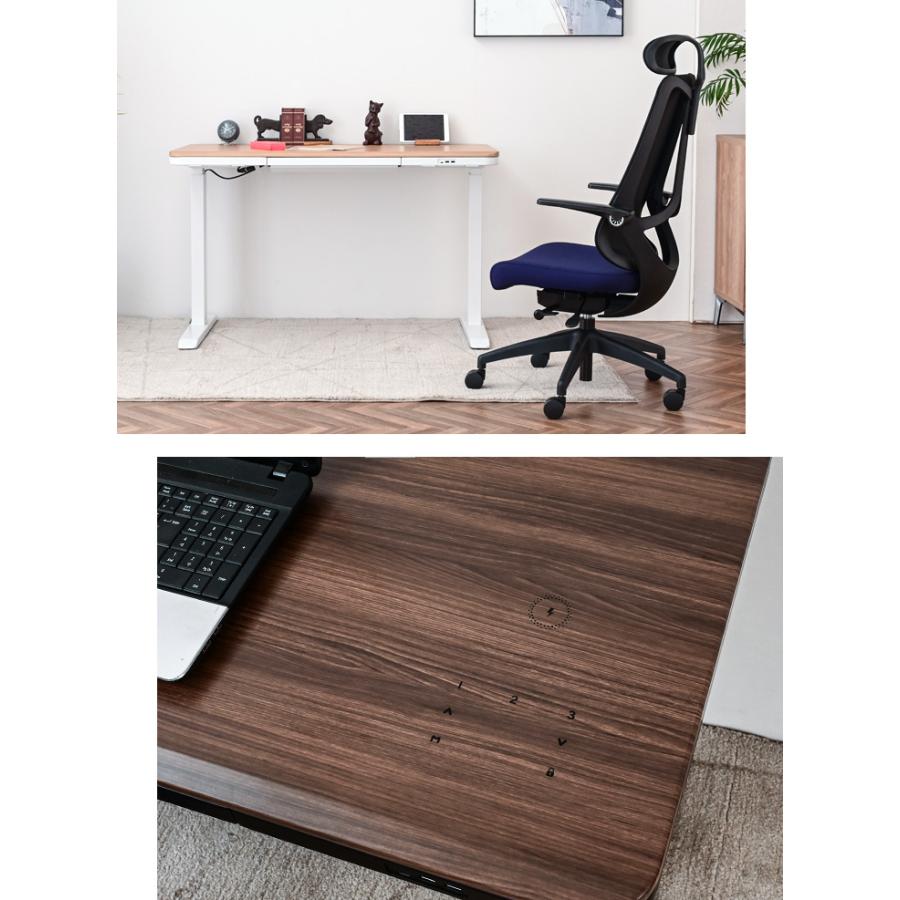 デスク 電動 収納 高さ調節 充電 幅114 引き出し 電動昇降 昇降デスク