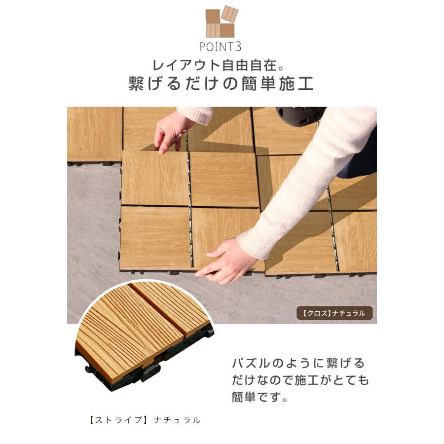 タンスのゲン ウッドパネル ウッドデッキ 人工木 9枚セット ジョイント