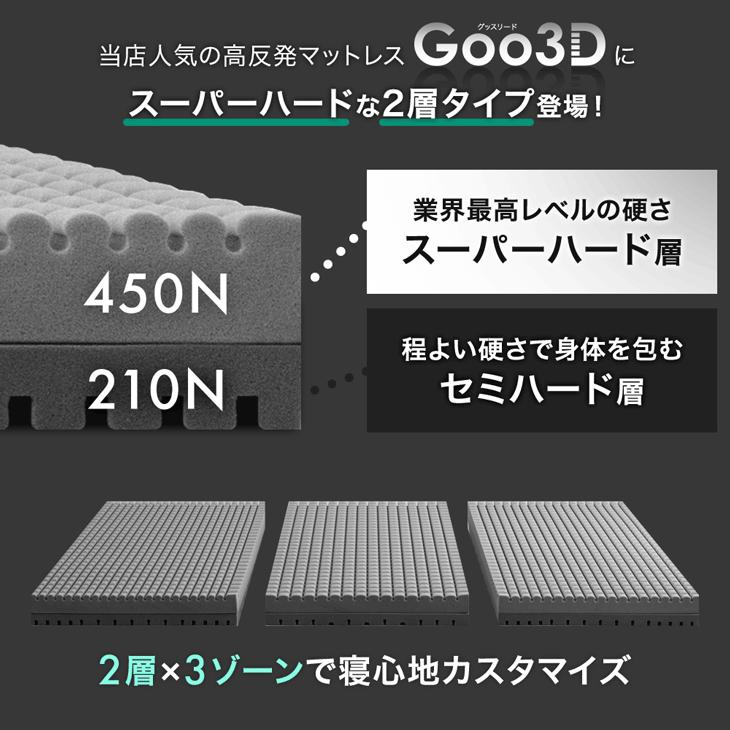 タンスのゲン 3日+5% マットレス セミダブル 三つ折り Goo3D 2層