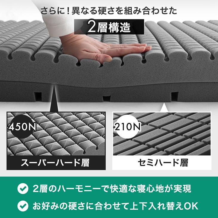 タンスのゲン マットレス ダブル 三つ折り Goo3D 2層 折りたたみ 高
