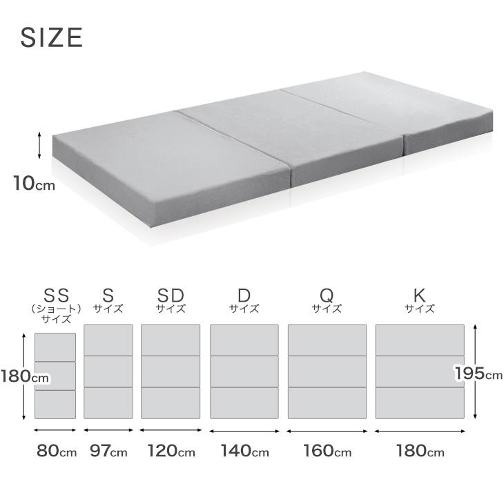 マットレス クイーン 折りたたみ 高密度30D 高反発マットレス 全部洗える 10cm 3つ折りマットレス 高反発マット ベッドマット 210N 高反発ウレタン 洗える | タンスのゲン | 18