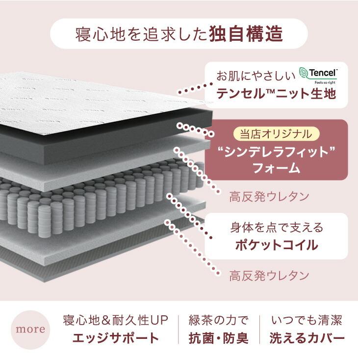 タンスのゲン マットレス シングル 極厚 24cm厚 ポケットコイル