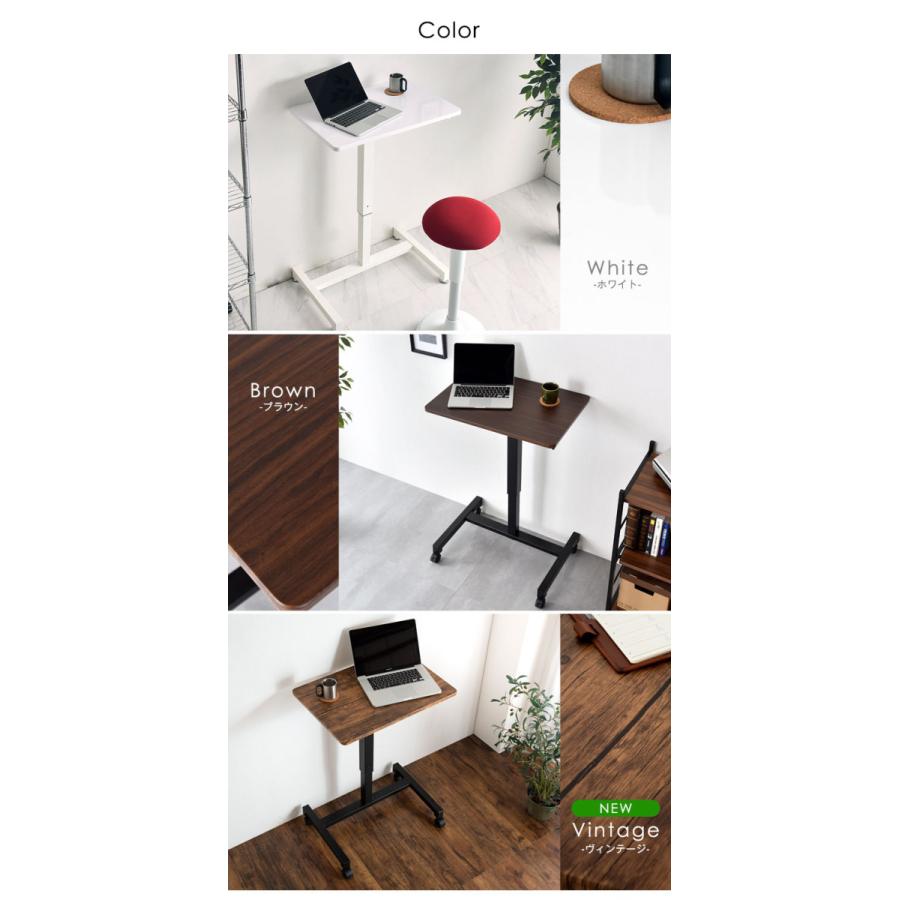 昇降デスク スタンディングデスク 昇降式 パソコンデスク ガス圧 テーブル キャスター付き 高さ調整 PCデスク 収縮 コンパクト スリム｜tansu｜02