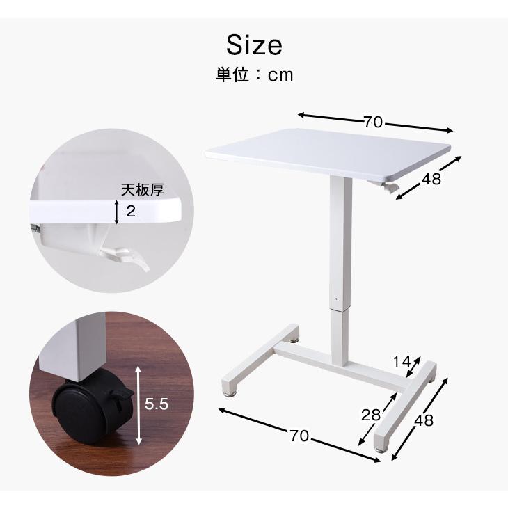5日P14%〜 昇降デスク スタンディングデスク 昇降式 パソコンデスク ガス圧 テーブル キャスター付き 高さ調整 PCデスク 収縮 コンパクト スリム｜tansu｜03