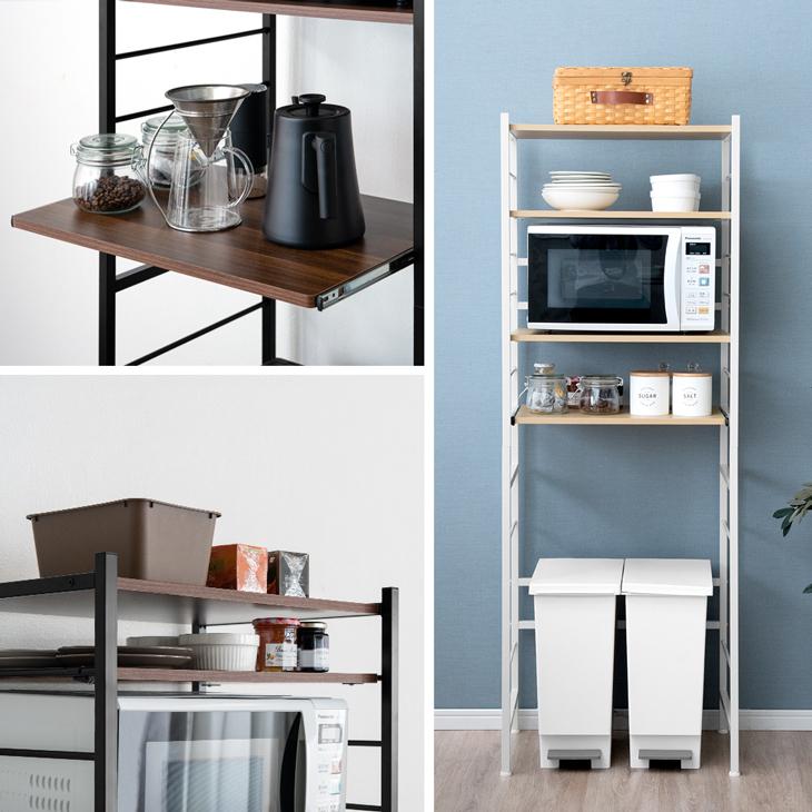 海外【海外レンジ台 幅60 レンジラック スリム 大型レンジ対応 高耐荷