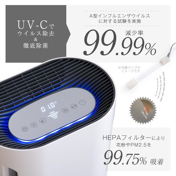 18日LYP会員18%〜 空気清浄機 小型 フィルター付き コンパクト 10畳 UV-C 紫外線 ウイルス除去 除菌 光触媒 消臭 強力 脱臭 花粉 8畳 消臭 脱臭 花粉 PM2.5｜tansu｜03