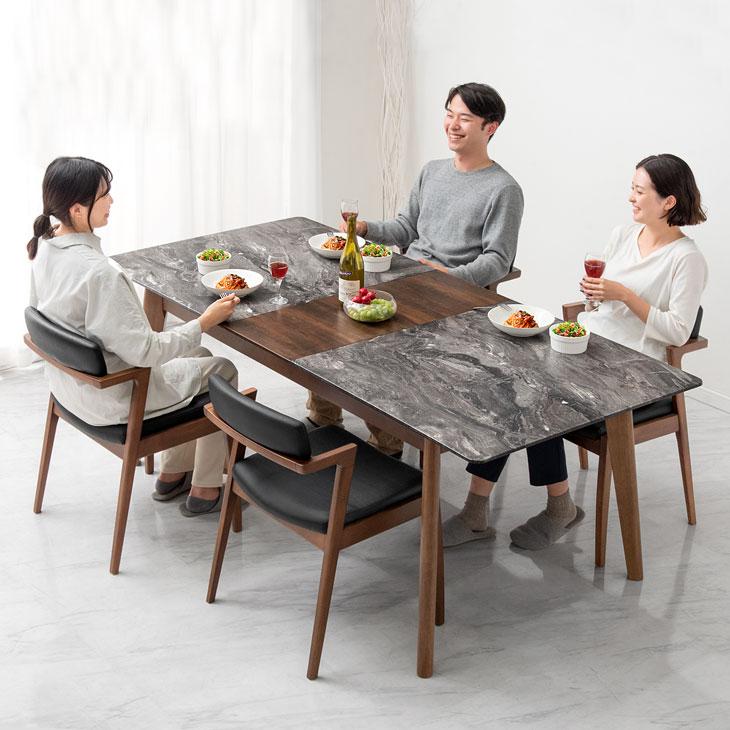 タンスのゲン ダイニングテーブルセット 4人 伸長式 おしゃれ 4人用