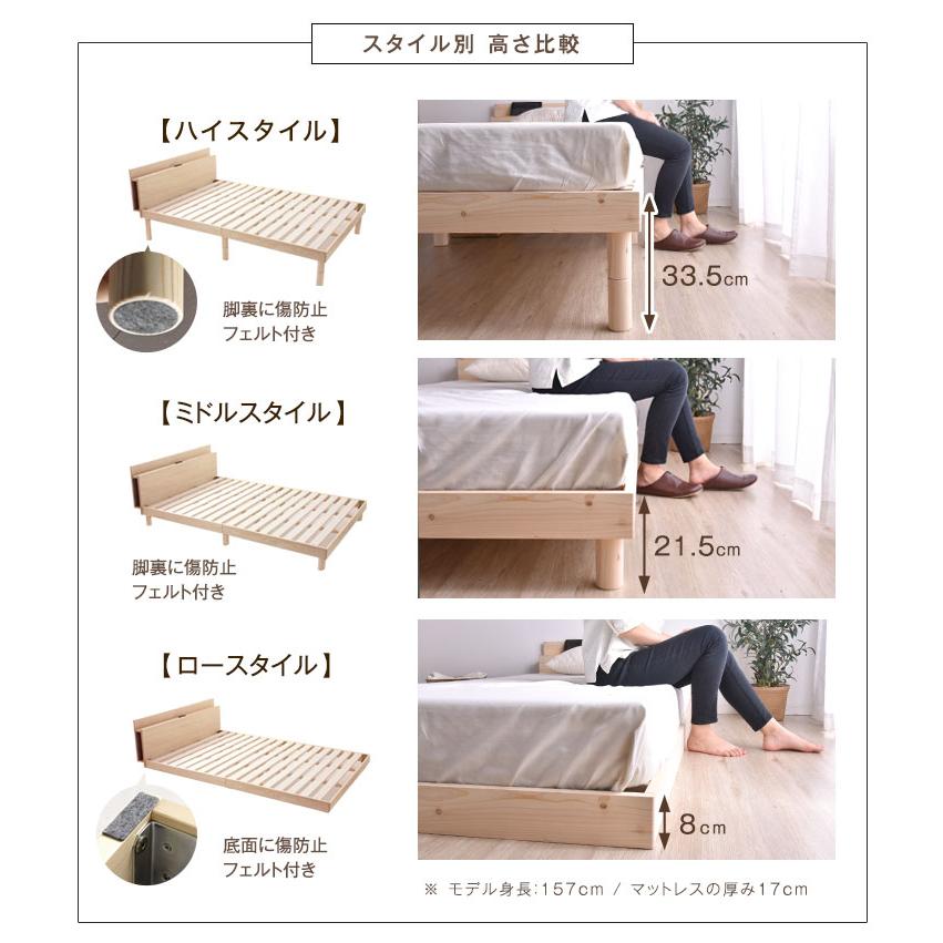 15日+5% ベッド ダブル すのこベッド 宮付き 総ひのきベッド フレーム ベッド 高さ調節 3段階  木製 すのこベッドフレーム 木製 | タンスのゲン | 15