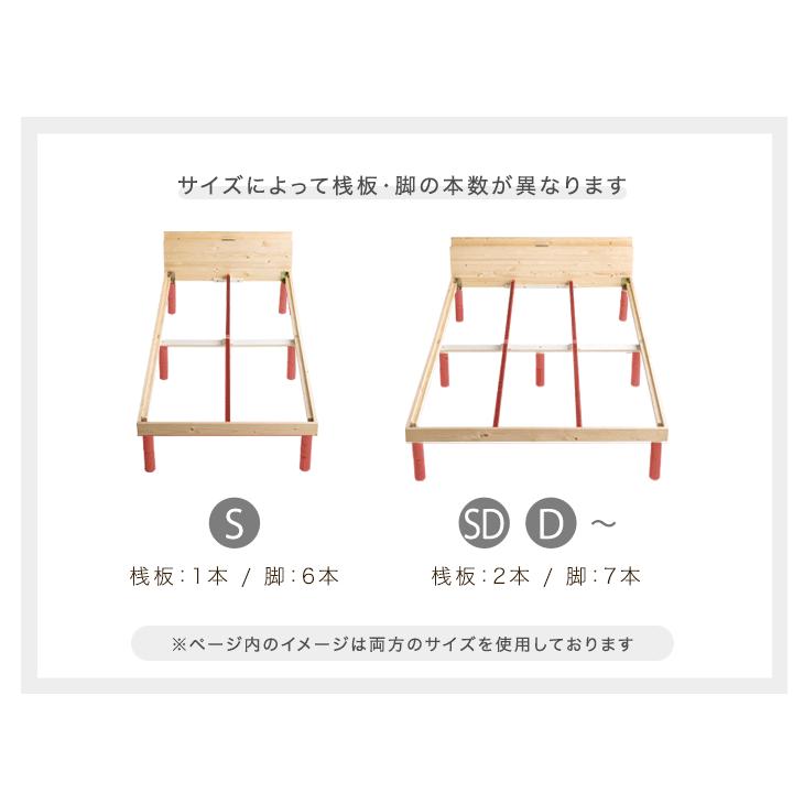 タンスのゲン ベッド セミダブル すのこベッド 宮付き 総ひのきベッド