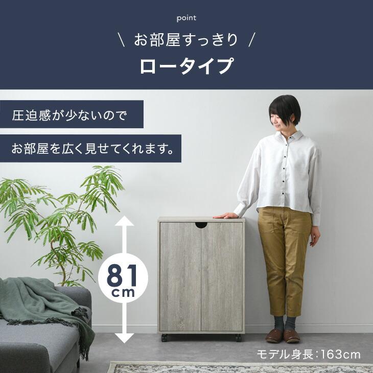 タンスのゲン 本棚 大容量 扉付き 収納棚 キャスター ロータイプ A4