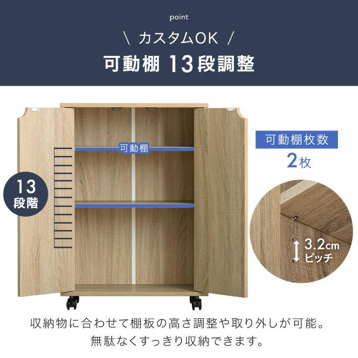 タンスのゲン 本棚 大容量 扉付き 収納棚 キャスター ロータイプ A4