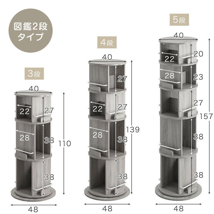 タンスのゲン 25日正午〜+3% 絵本ラック 回転 絵本棚 収納 木製 子供 5