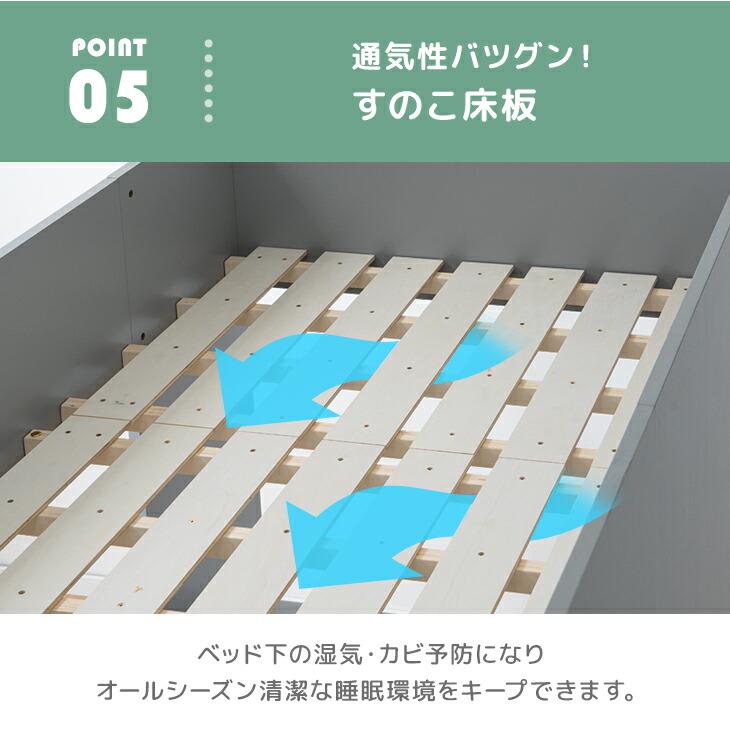 タンスのゲン ロフトベッド 子供 シングル ベッド ロータイプ システム
