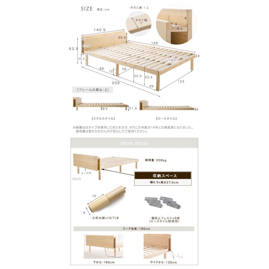 タンスのゲン ベッド マットレス付き すのこベット ダブル マットレス