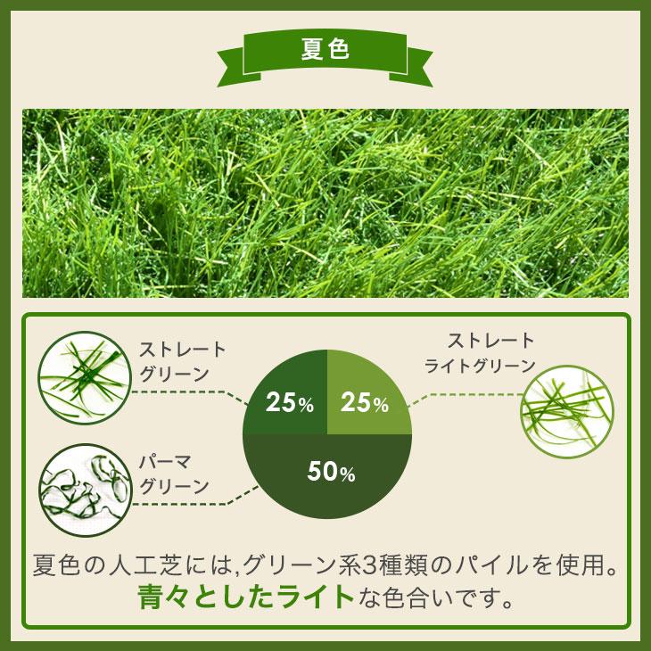 人工芝 夏色グリーン / 幅2m×奥行10m / U字固定ピン48本付き
