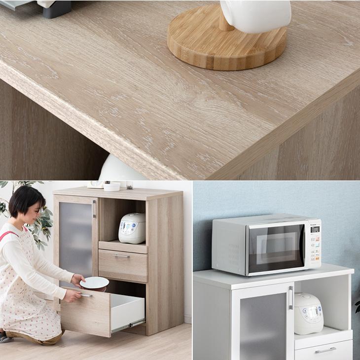 タンスのゲン キッチンカウンター 国産 幅80 完成品 食器棚 キッチン