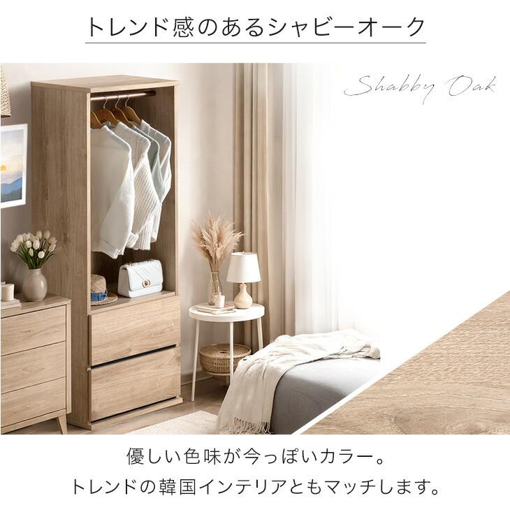 タンスのゲン ハンガーラック 国産 完成品 引き出し付き 幅60 高さ152 