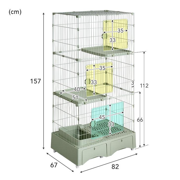 猫ゲージ 3段 大型 キャットケージ スリム トイレ ワイド 大型 猫ゲージ3段 コンパクト 猫ゲージトイレ付き 猫 ケージ コンパクト 猫用 頑丈｜tansu｜12