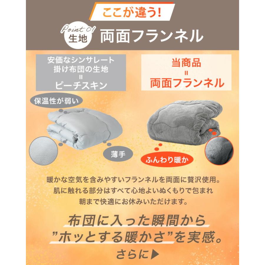シンサレート 掛け布団 セミダブル 洗える 暖かい 掛布団 布団 保温 ふとん 冬用 掛けふとん 冬 軽い 綿 収納袋付き | タンスのゲン | 02