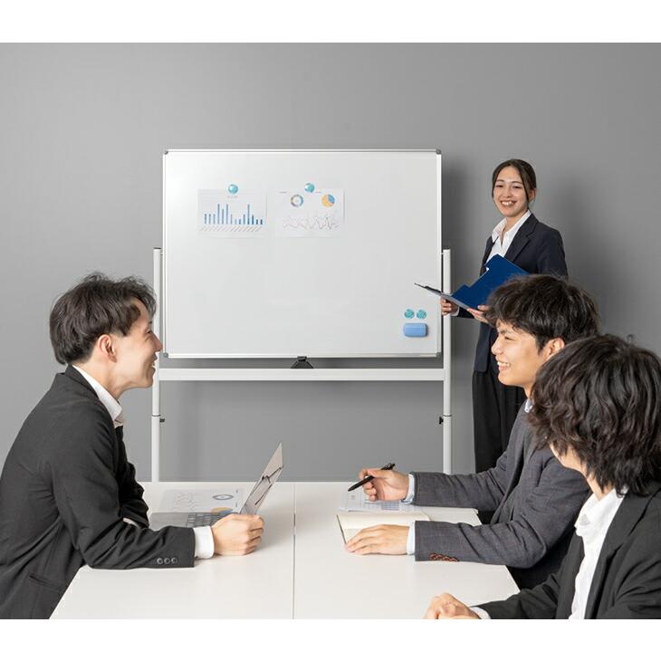ホワイトボード 壁掛け 180×90 脚付き 高さ調整 キャスター付き 両面