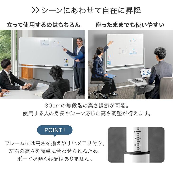 5日+5% ホワイトボード 壁掛け 180×90 脚付き 高さ調整 キャスター付き