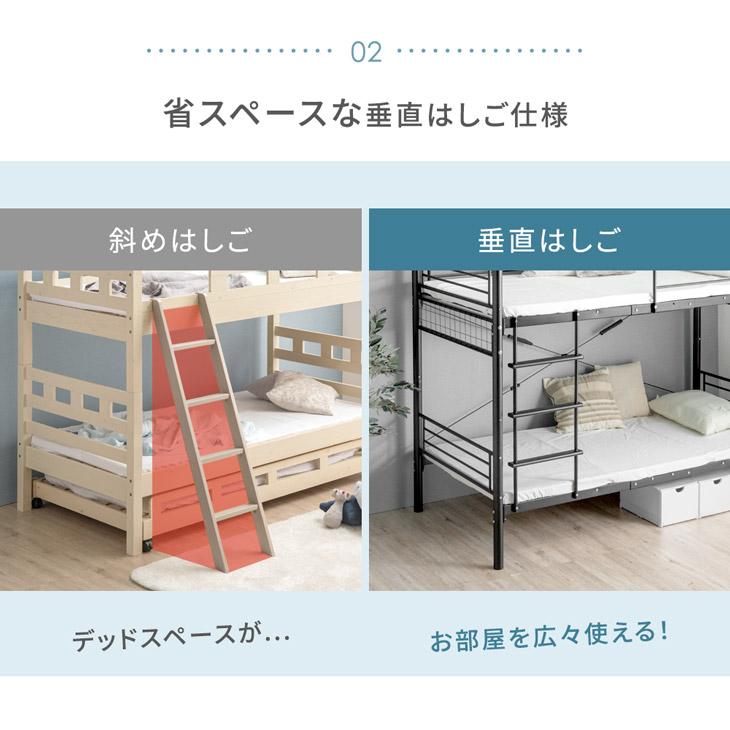 タンスのゲン 15日+5% 二段ベッド 子供 2段ベッド コンパクト おしゃれ 