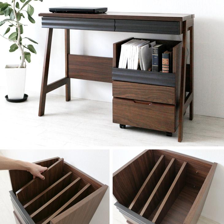 デスクワゴン キャスター付き おしゃれ スリム サイドワゴン 3段