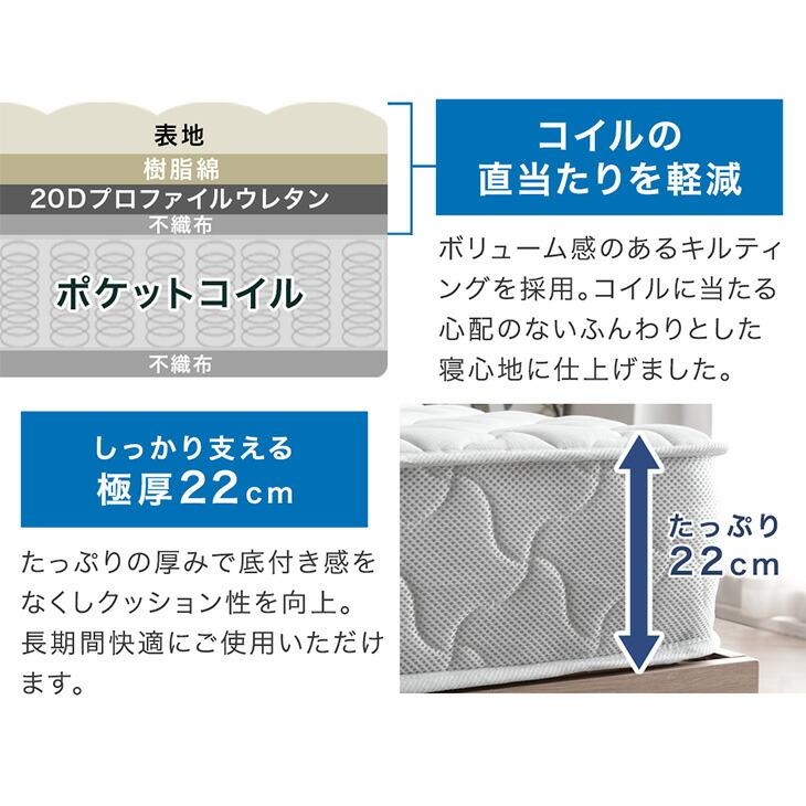 タンスのゲン 22日+5% ベッド マットレス付き シングル ベッドフレーム