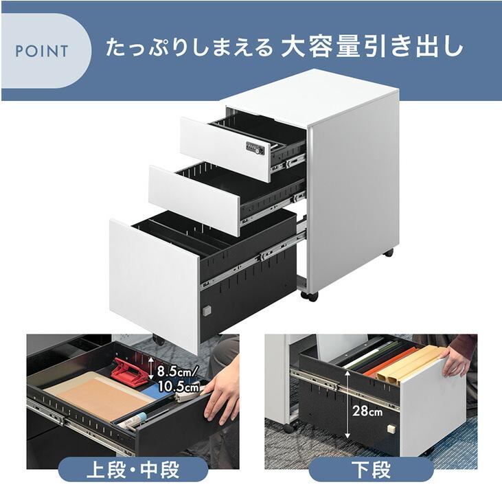 美品 サイドワゴン チェスト 引き出し A4 書類収納 キャスター付き ホワイト 77400011_co.jpg