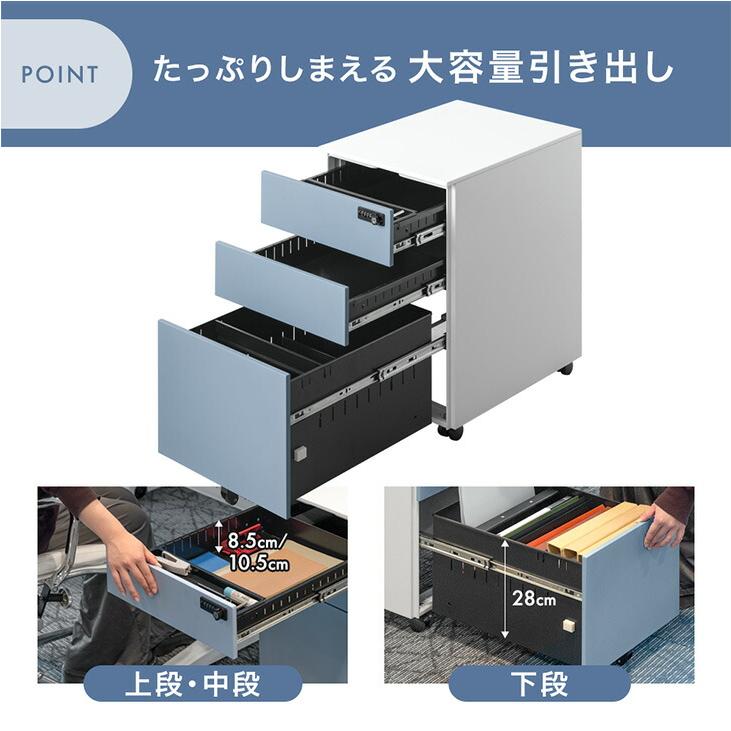 28日+5% デスクワゴン 3段 キャスター付き サイドワゴン スリム サイド
