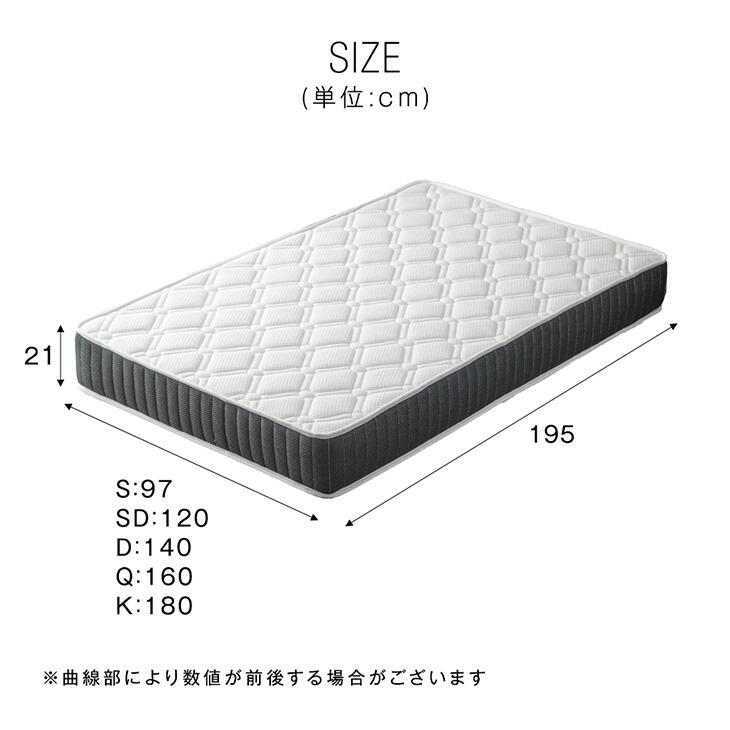 ベッドマットレス　ポケットコイル 超高密度　ダブルサイズ ダブル] マットレス 3ゾーン構造 超高密度 ポケットコイル 厚み21cm 4D