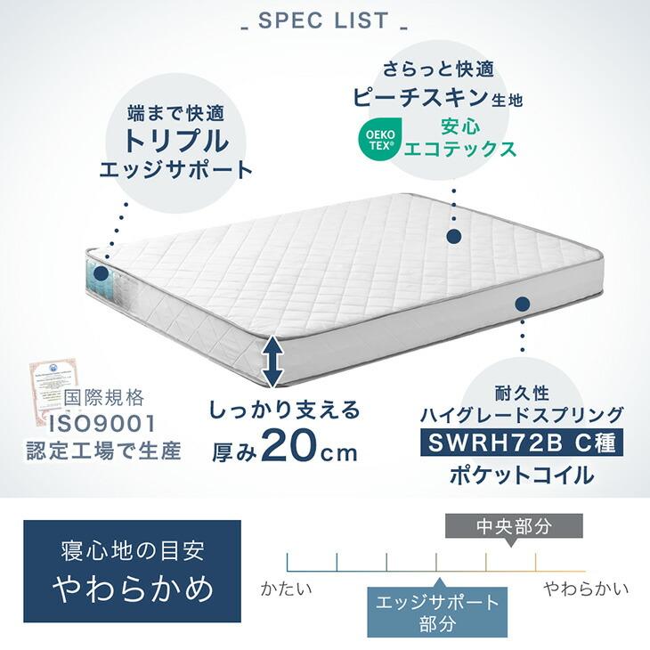 タンスのゲン 27日超お得 マットレス シングル 20cm厚 ポケットコイル