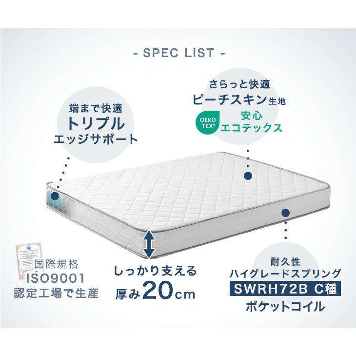タンスのゲン 22日+5% マットレス クイーン 20cm厚 ポケットコイル