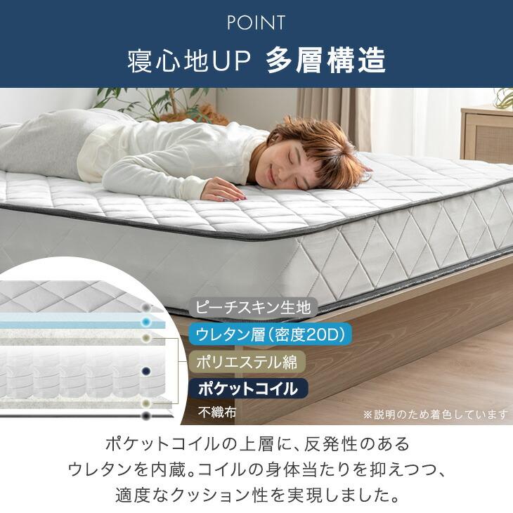 タンスのゲン マットレス クイーン 20cm厚 ポケットコイル コイル